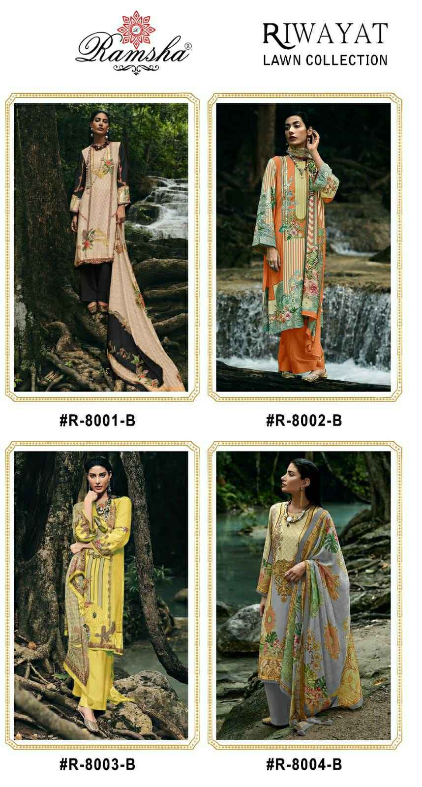 RAMSHA RIWAYAT LAWN COLLECTION VOL 2 CAMBRIC COTTON PAKISTANI SUITS