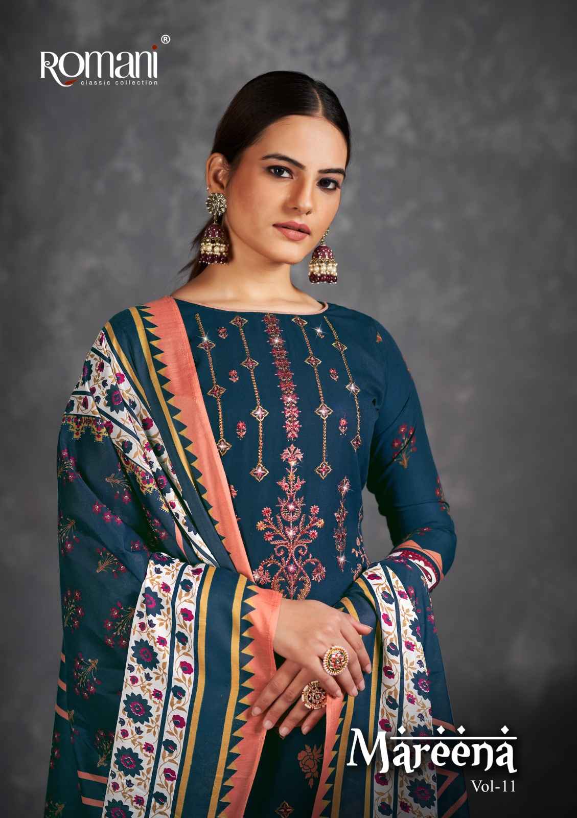 ROMANI MAREENA VOL 11 COTTON DIGITAL PRINT WITH FANCY WORK SUITS