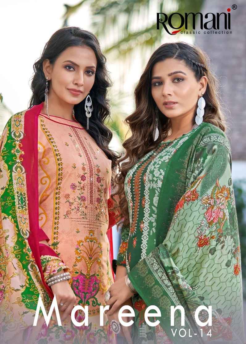  ROMANI MAREENA VOL 14 COTTON DIGITAL PRINTS WITH FANCY WORK SUITS