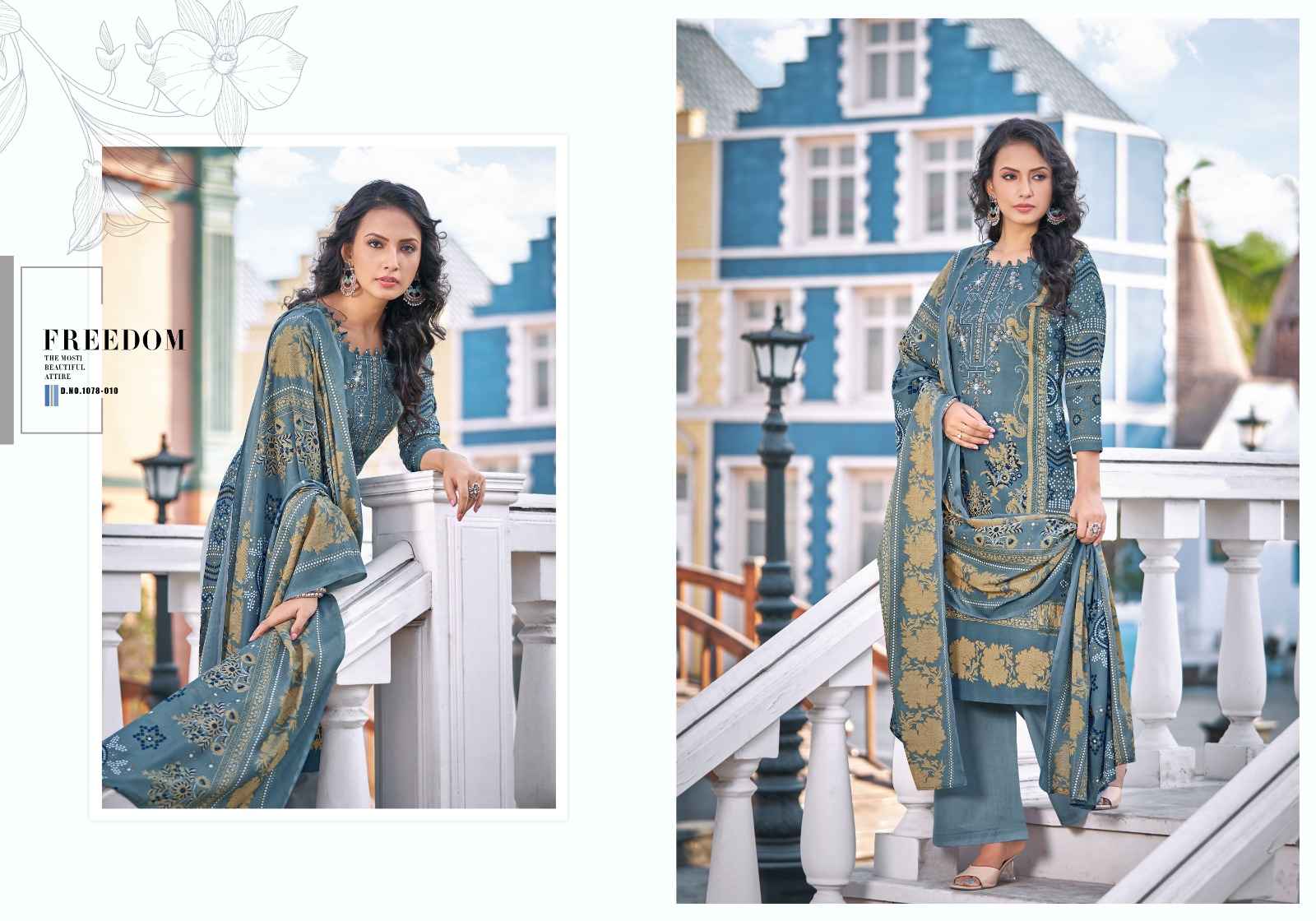  ROMANI MAREENA VOL 14 COTTON DIGITAL PRINTS WITH FANCY WORK SUITS