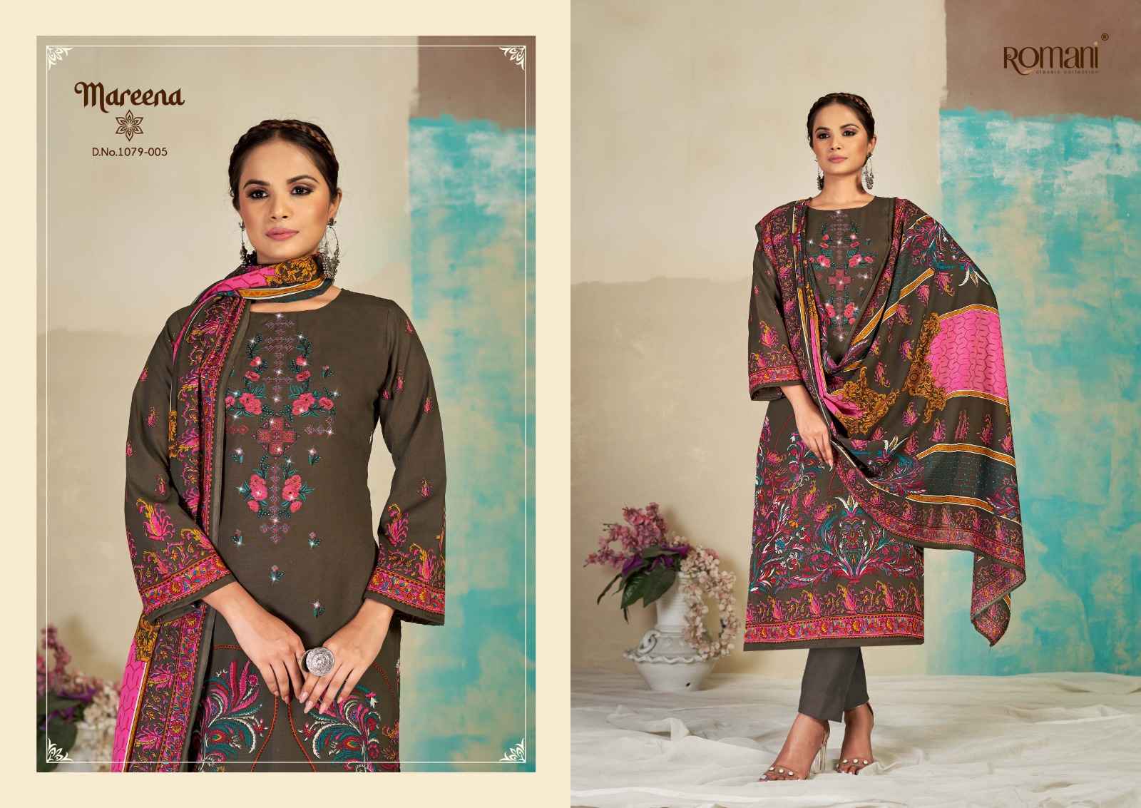 ROMANI MAREENA VOL 15 COTTON DIGITAL PRINTS WITH FANCY EMBROIDERY WORK SUITS