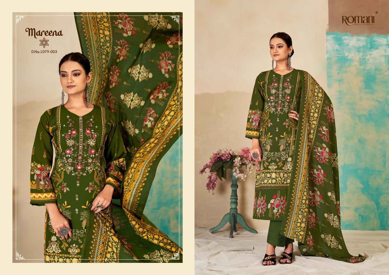 ROMANI MAREENA VOL 15 COTTON DIGITAL PRINTS WITH FANCY EMBROIDERY WORK SUITS