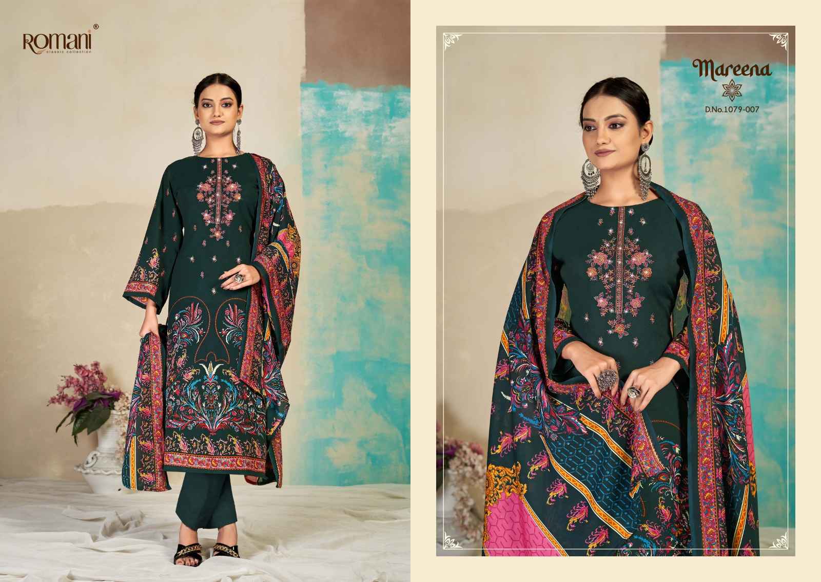 ROMANI MAREENA VOL 15 COTTON DIGITAL PRINTS WITH FANCY EMBROIDERY WORK SUITS