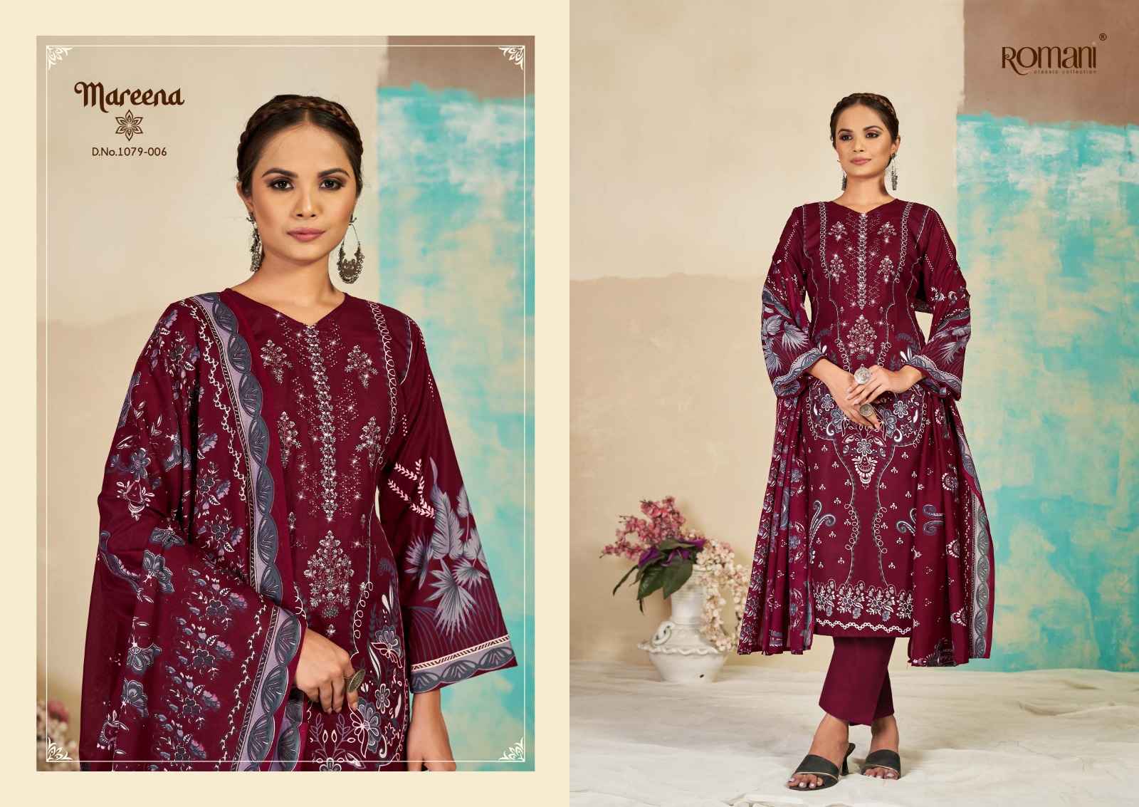 ROMANI MAREENA VOL 15 COTTON DIGITAL PRINTS WITH FANCY EMBROIDERY WORK SUITS