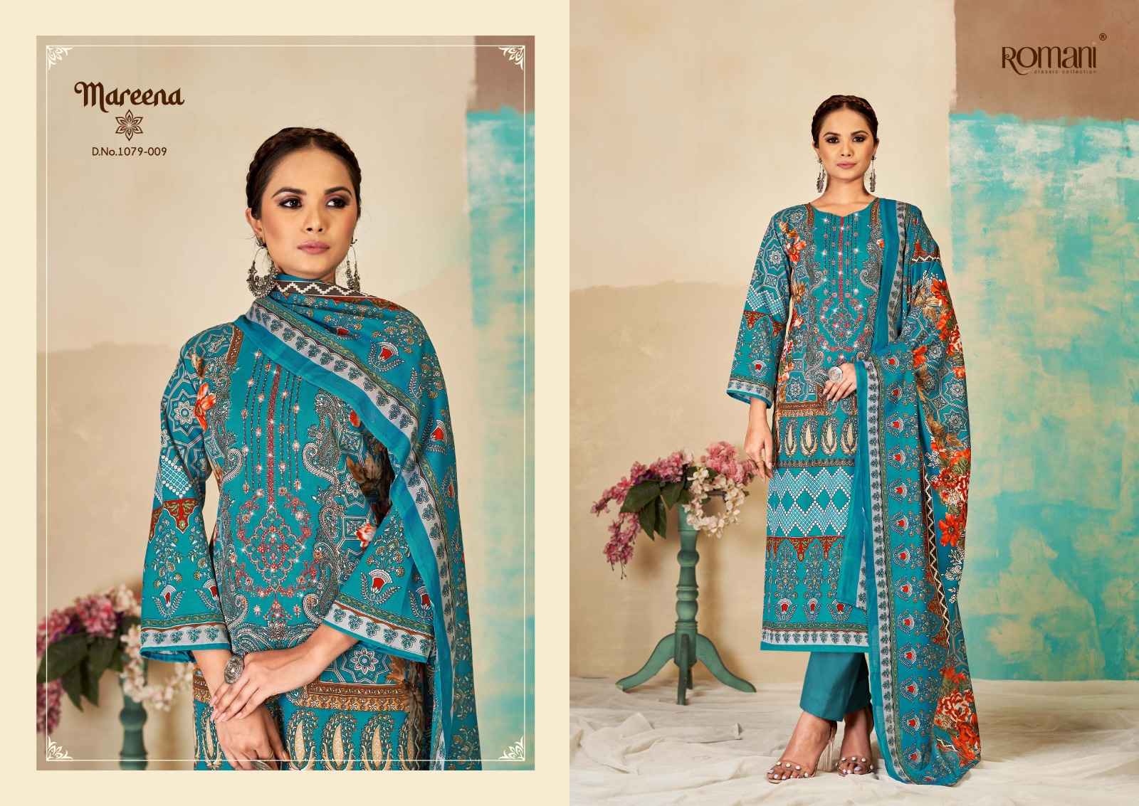 ROMANI MAREENA VOL 15 COTTON DIGITAL PRINTS WITH FANCY EMBROIDERY WORK SUITS