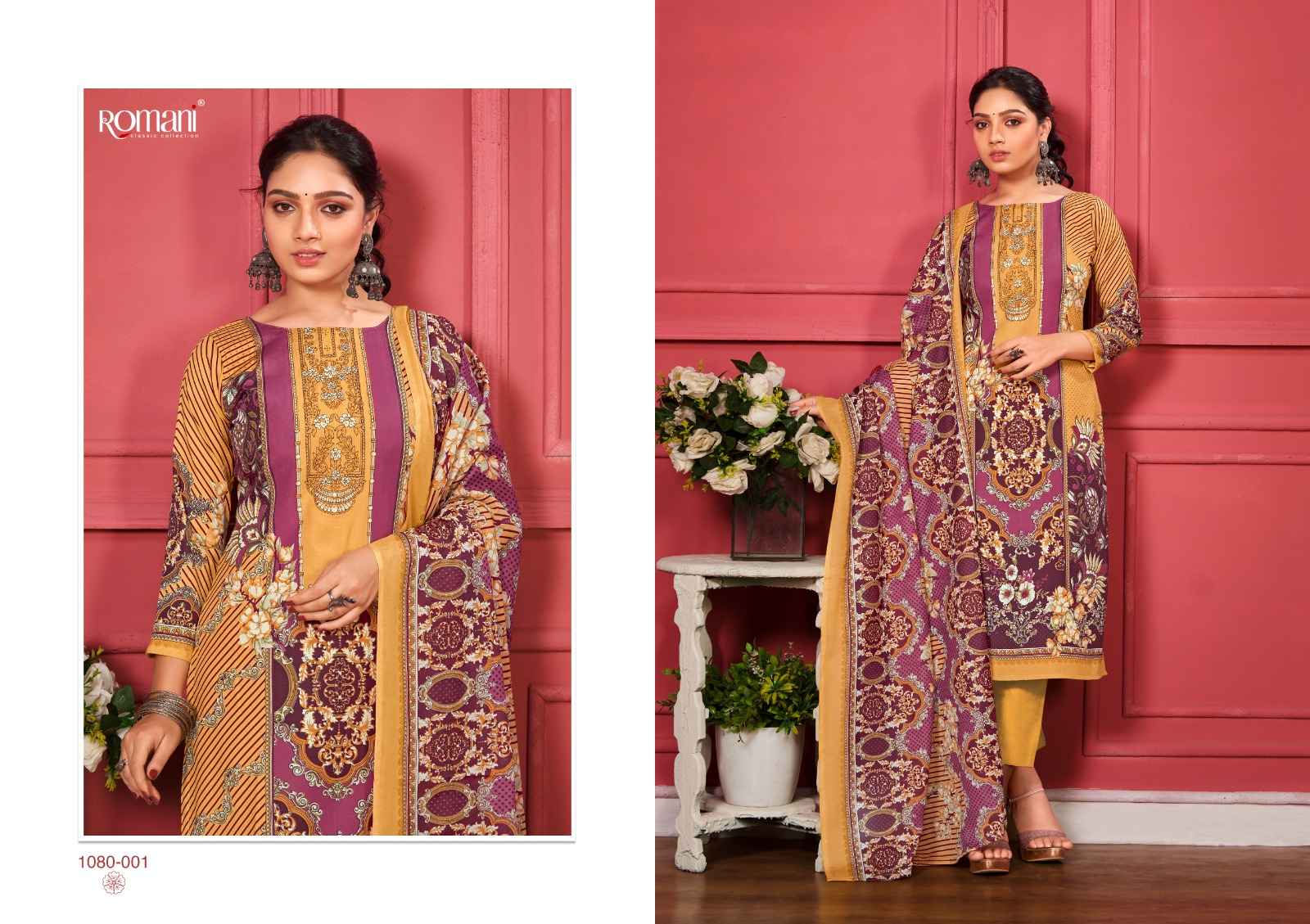 ROMANI ZAREENA COTTON DIGITAL STYLE PRINT WITH FANCY SWAROVSKI WORK UNSTITCH SUITS