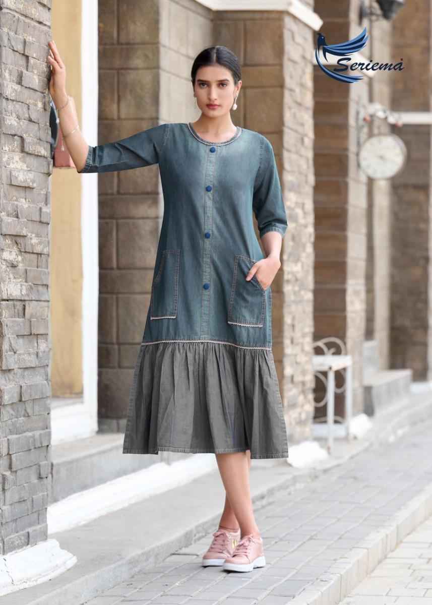 Seriema Kumb Capture Vol-5 Cotton Denim Kurti 6 pcs Catalogue