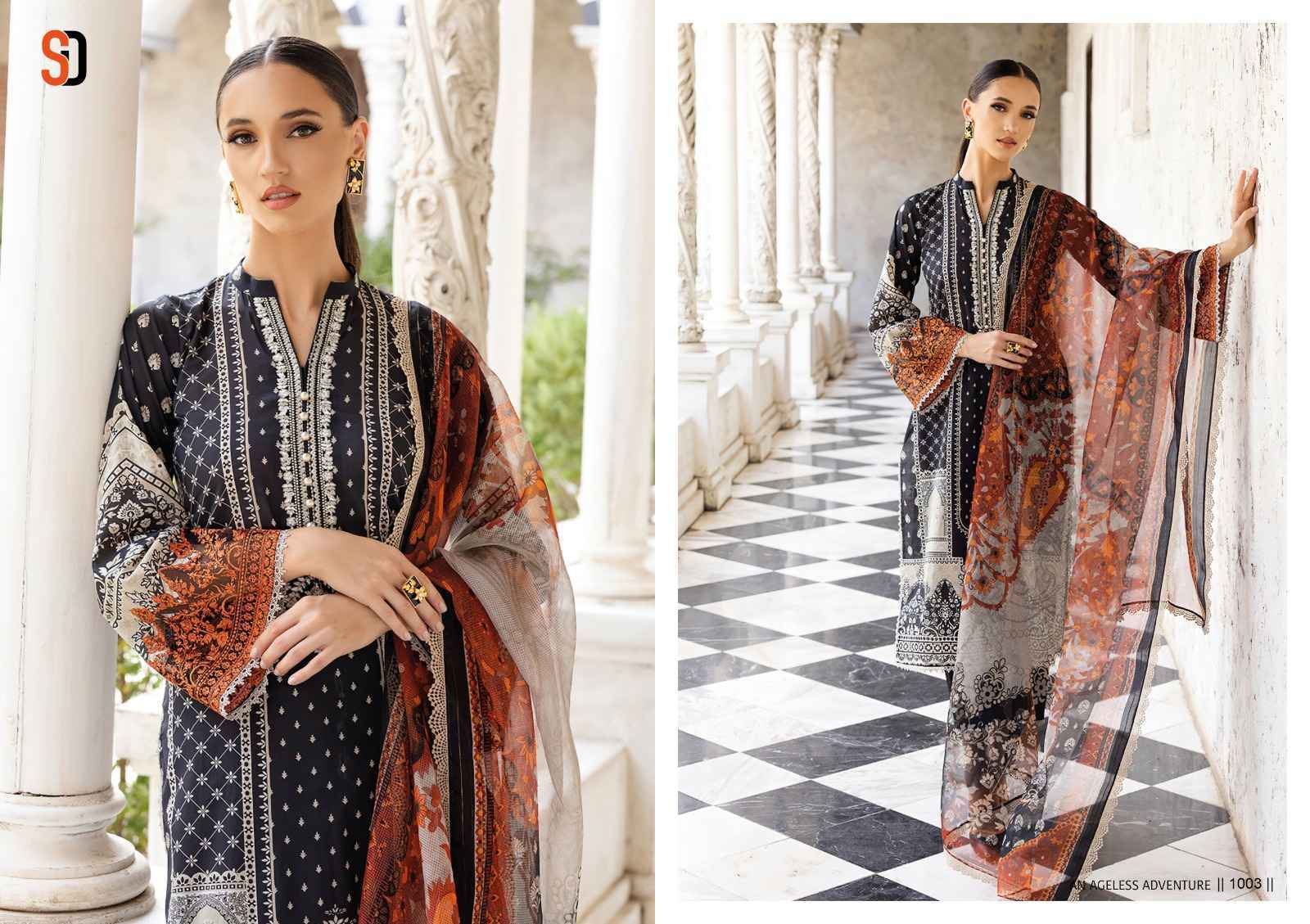 Shraddha Designer Bliss Vol-1 Lawn Cotton Dress Material 4 pcs Catalogue chiffon dupatta