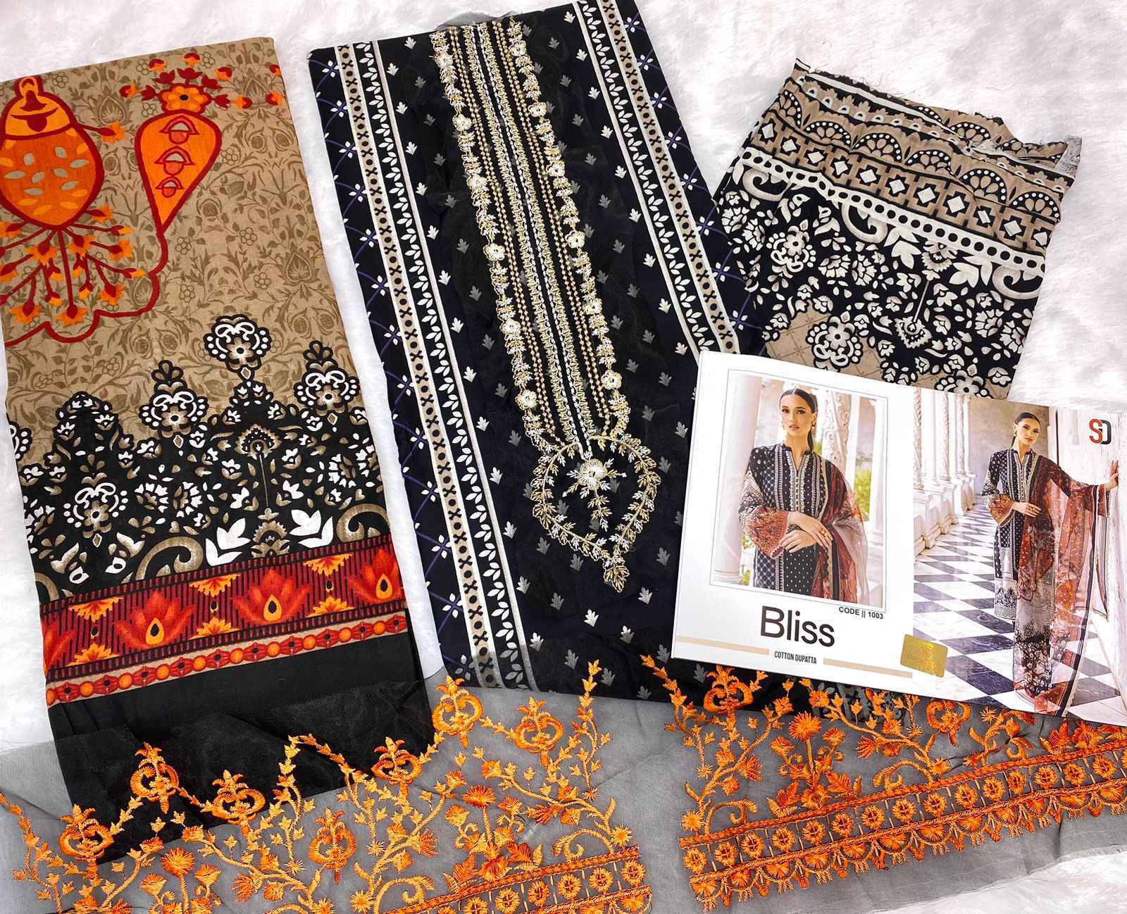 Shraddha Designer Bliss Vol-1 Lawn Cotton Dress Material 4 pcs Catalogue chiffon dupatta