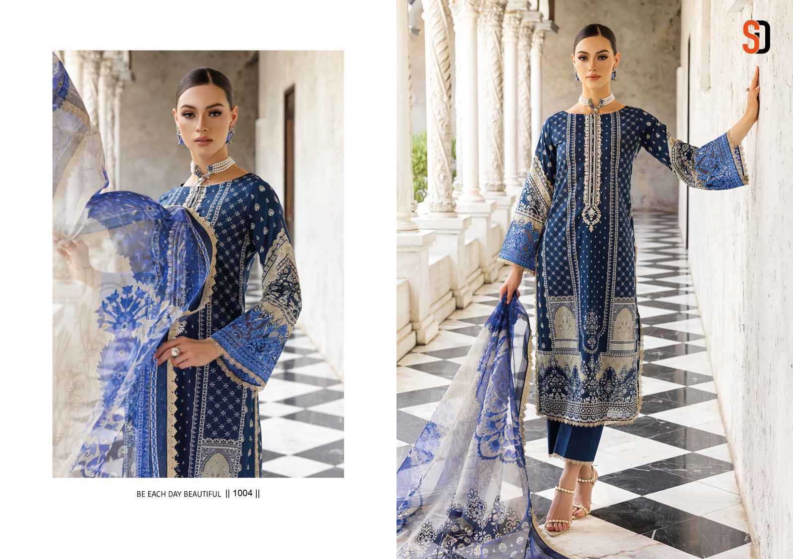 Shraddha Designer Bliss Vol-1 Lawn Cotton Dress Material 4 pcs Catalogue chiffon dupatta
