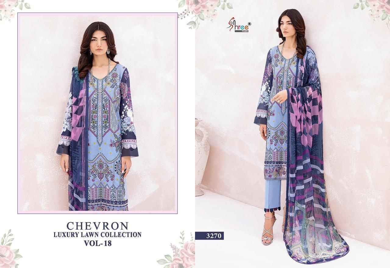 Shree Fabs Chevron Luxury Lawn Collection Vol-18 Lawn Suits  7 pcs Catalogue Cotton Dupatta