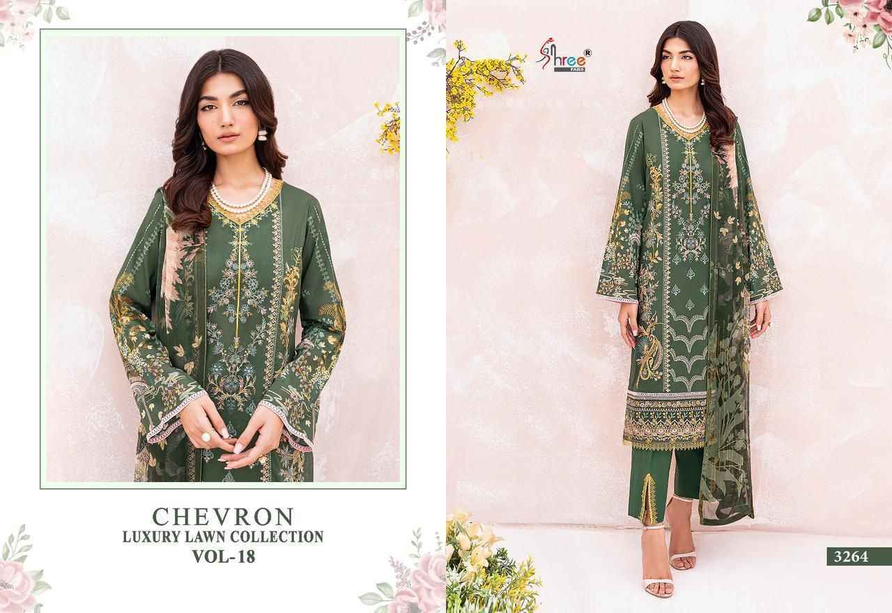 Shree Fabs Chevron Luxury Lawn Collection Vol-18 Lawn Suits  7 pcs Catalogue Cotton Dupatta