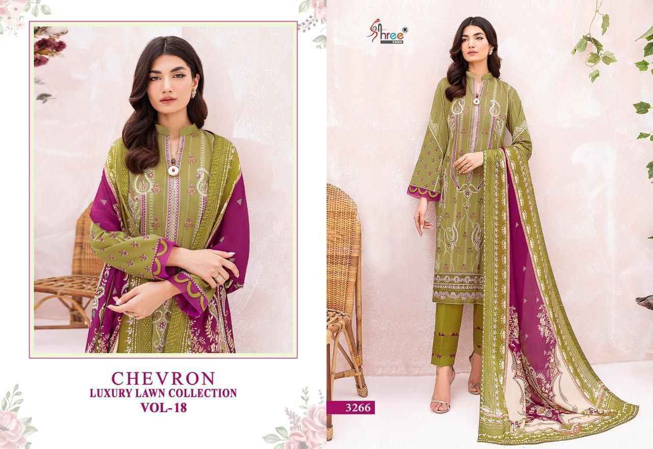 Shree Fabs Chevron Luxury Lawn Collection Vol-18 Lawn Suits  7 pcs Catalogue Cotton Dupatta