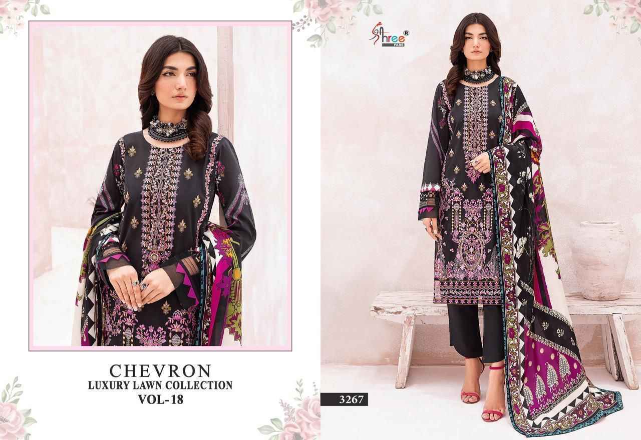 Shree Fabs Chevron Luxury Lawn Collection Vol-18 Lawn Suits  7 pcs Catalogue Cotton Dupatta
