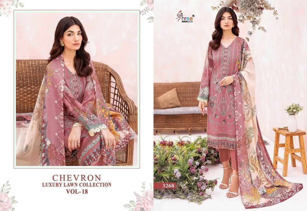 Shree Fabs Chevron Luxury Lawn Collection Vol-18 Lawn Suits  7 pcs Catalogue Cotton Dupatta