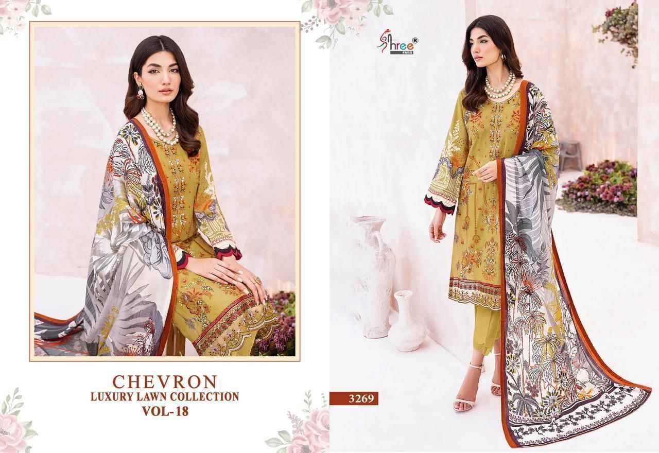 Shree Fabs Chevron Luxury Lawn Collection Vol-18 Lawn Suits  7 pcs Catalogue Cotton Dupatta