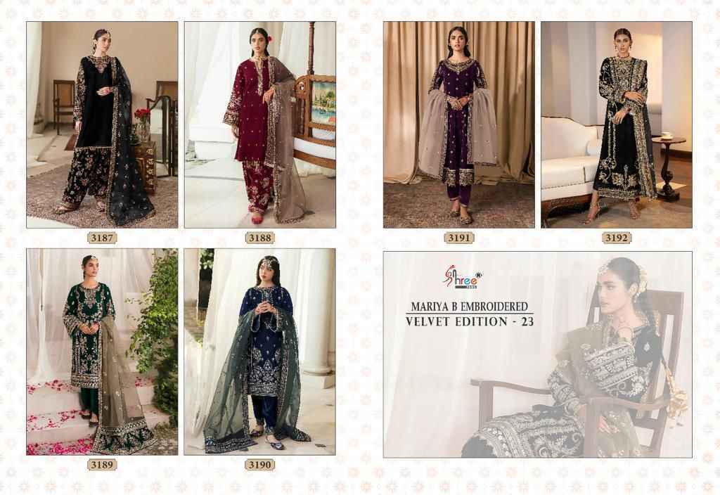 Shree Fabs Mariya B Embroidered Velvet Edition 23 Velvet Dress Material 6 pcs Catalogue