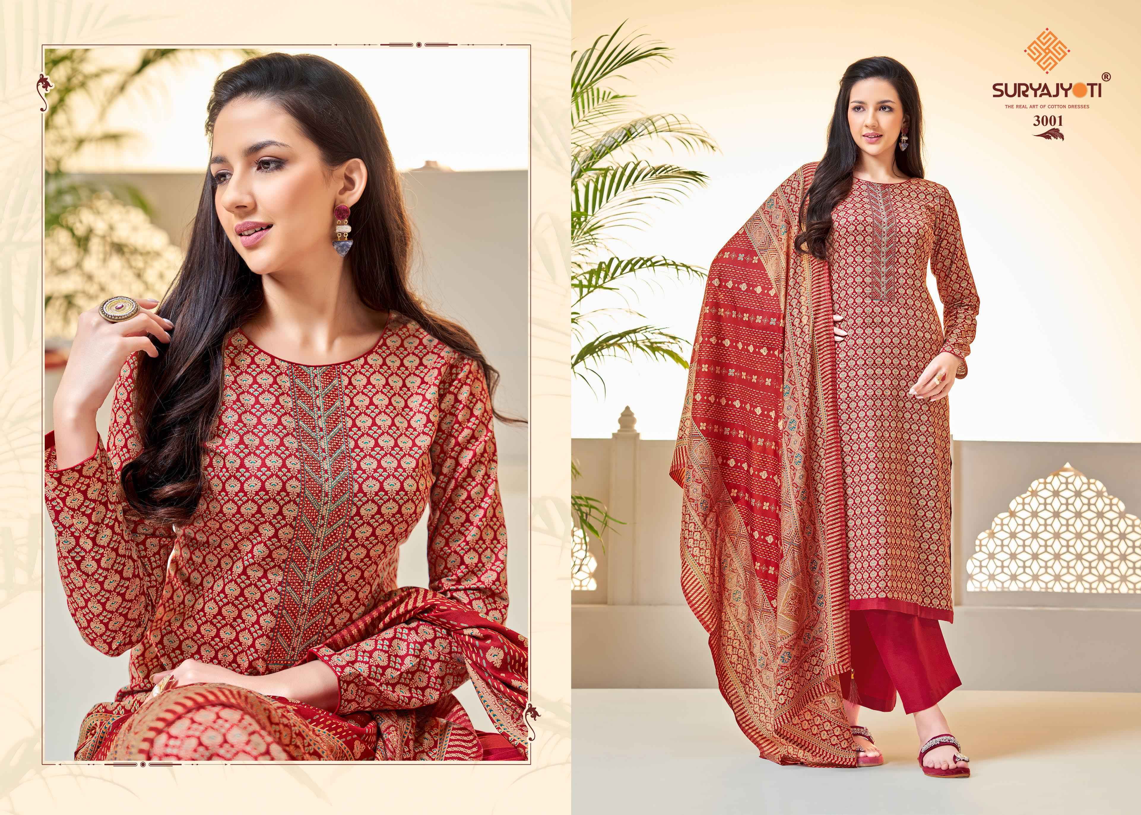 SURYAJYOTI KALKI VOL 3 JAM SATIN COTTON FOIL PRINT WITH FANCY EMBROIDERY WORK SUITS