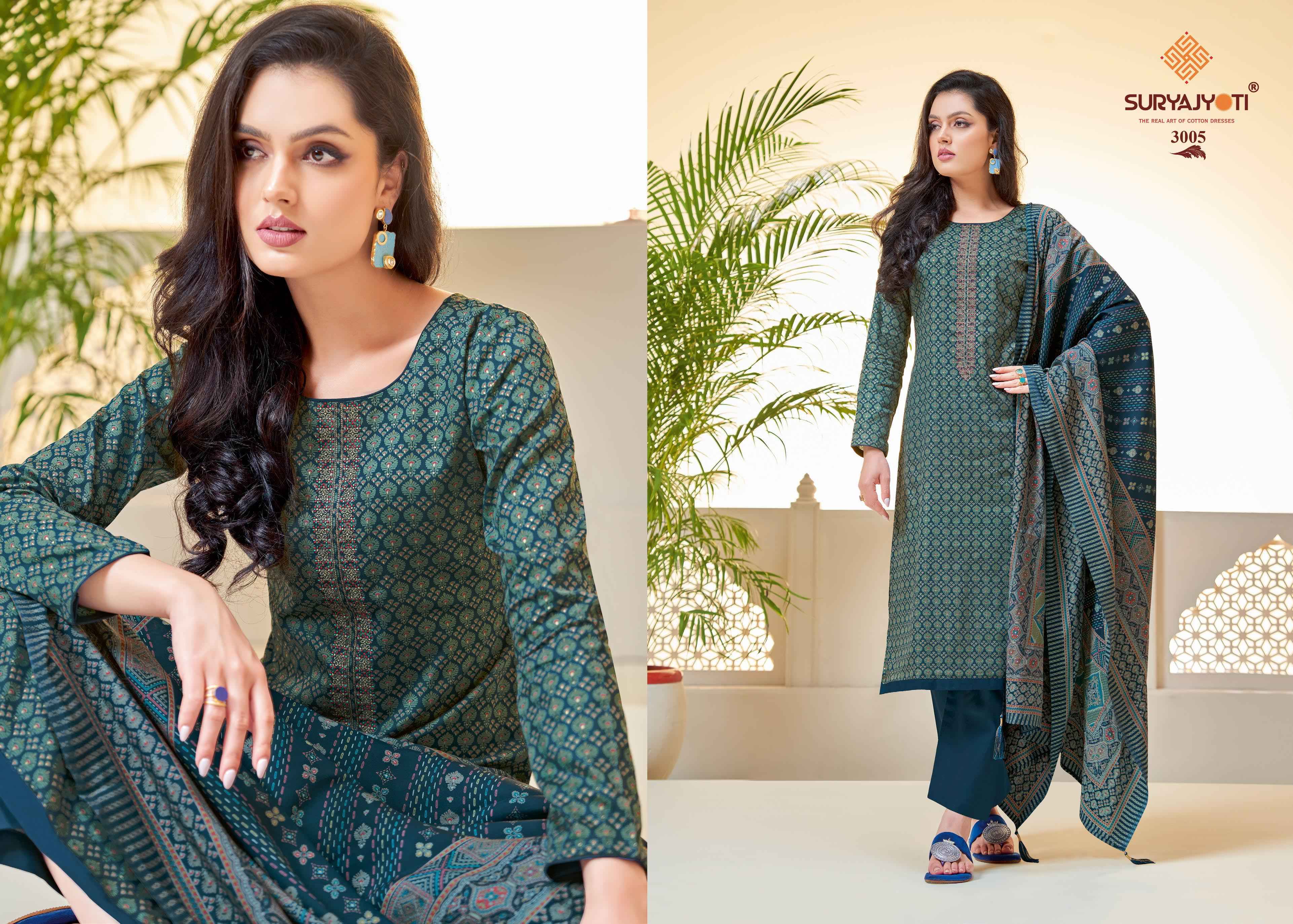 SURYAJYOTI KALKI VOL 3 JAM SATIN COTTON FOIL PRINT WITH FANCY EMBROIDERY WORK SUITS