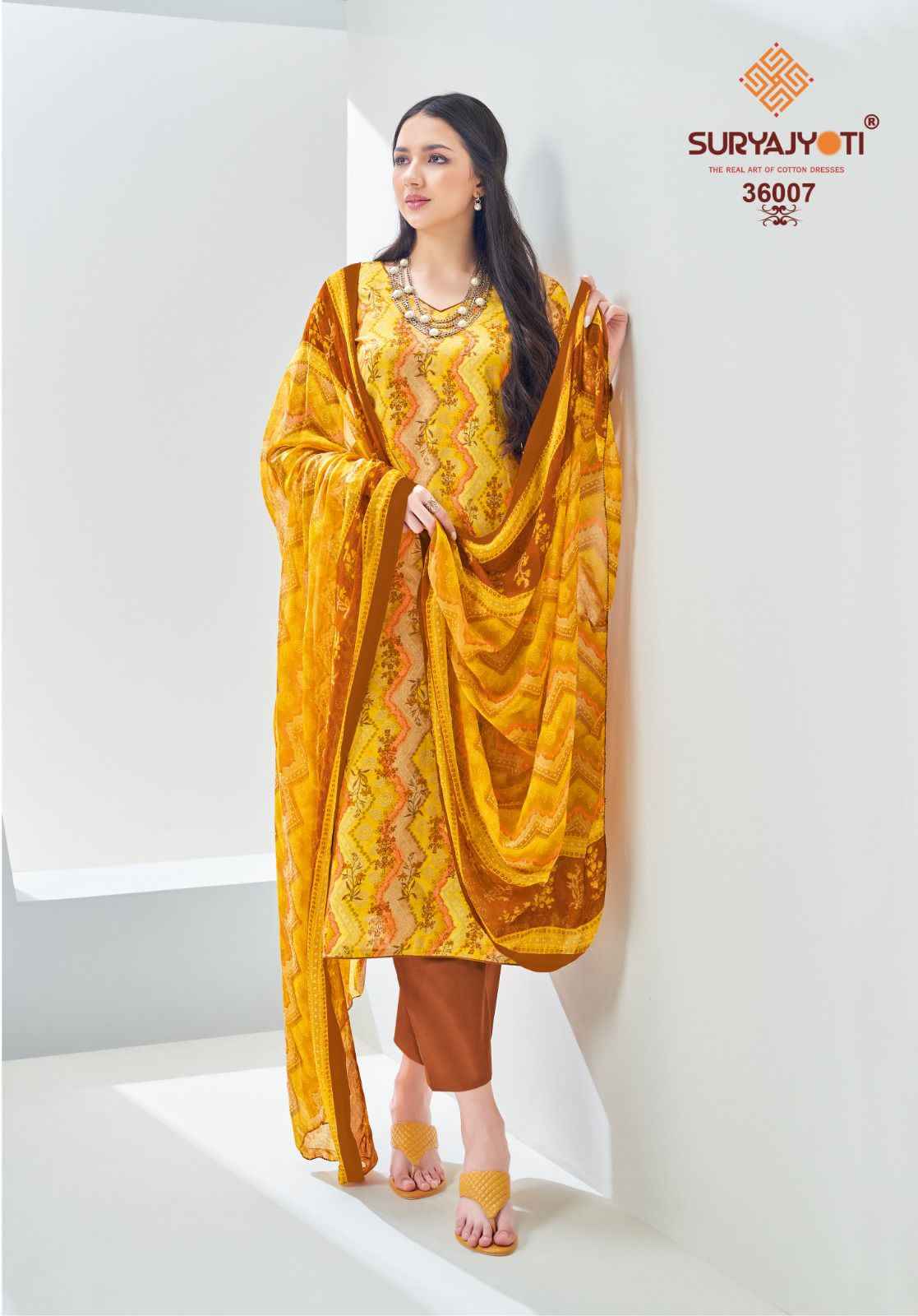 SURYAJYOTI NAISHAA VOL 36 PRINTED SATIN COTTON DRESS MATERIALS WHOLESALER SURAT