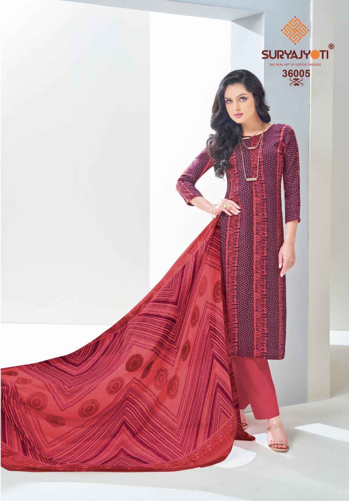 SURYAJYOTI NAISHAA VOL 36 PRINTED SATIN COTTON DRESS MATERIALS WHOLESALER SURAT