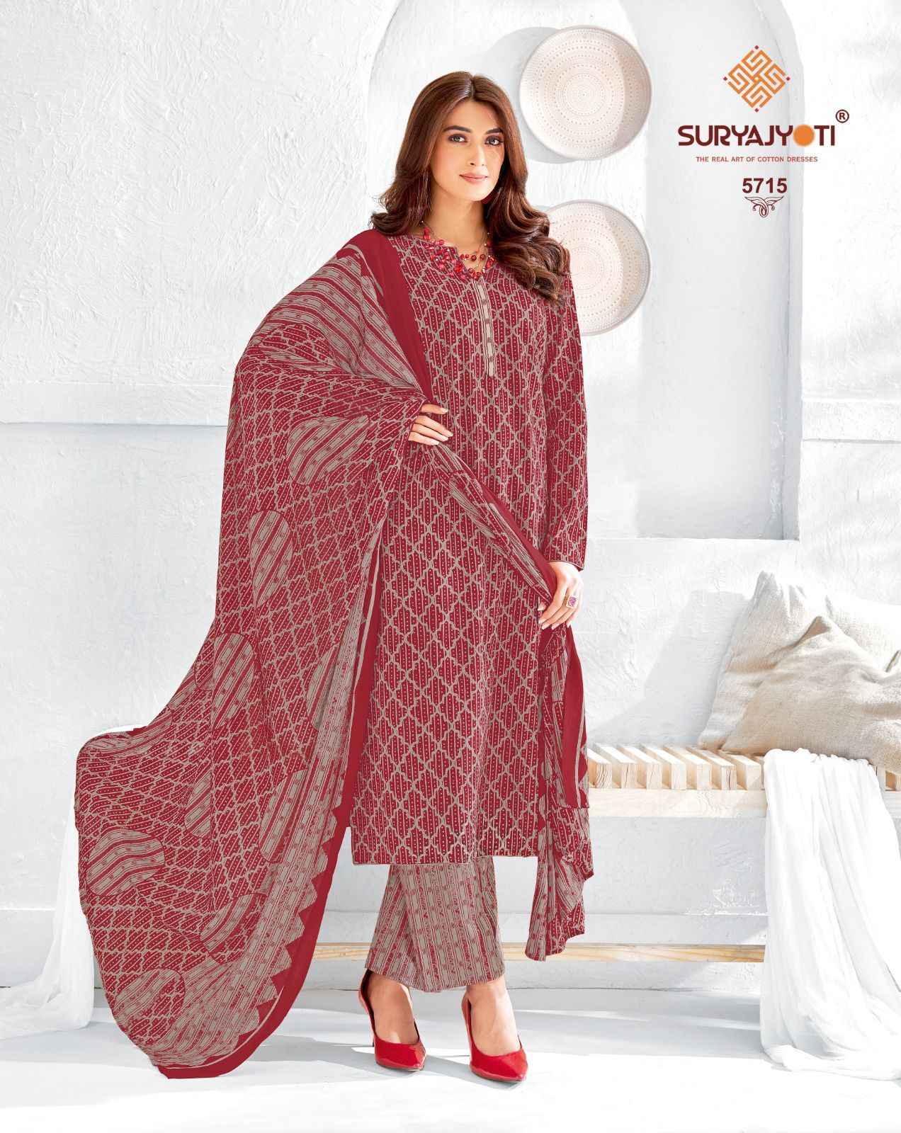 SURYAJYOTI TRENDY COTTON VOL 57 COTTON DESIGNER PRINT UNSTITCHED SUITS