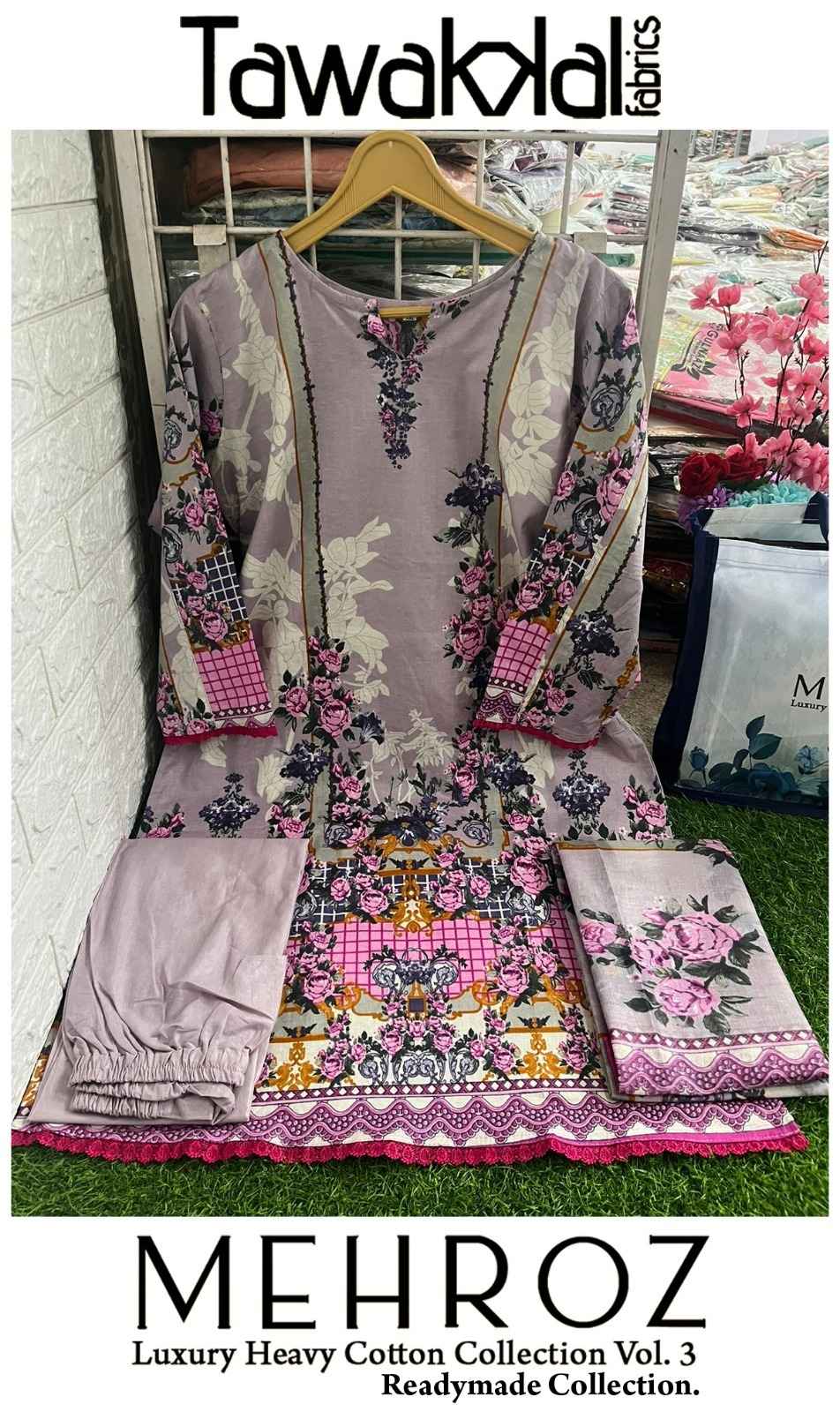 TAWAKKAL FABRICS MEHROZ LUXURY HEAVY COTTON COLLECTION VOL 3 PAKISTANI READYMADE SUITS