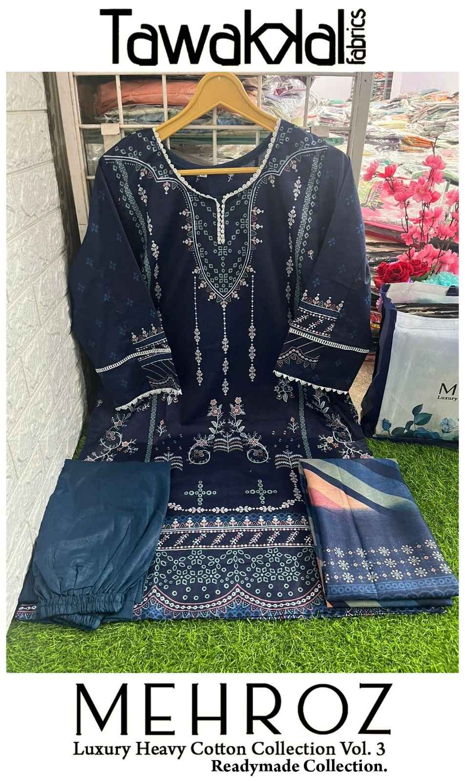 TAWAKKAL FABRICS MEHROZ LUXURY HEAVY COTTON COLLECTION VOL 3 PAKISTANI READYMADE SUITS