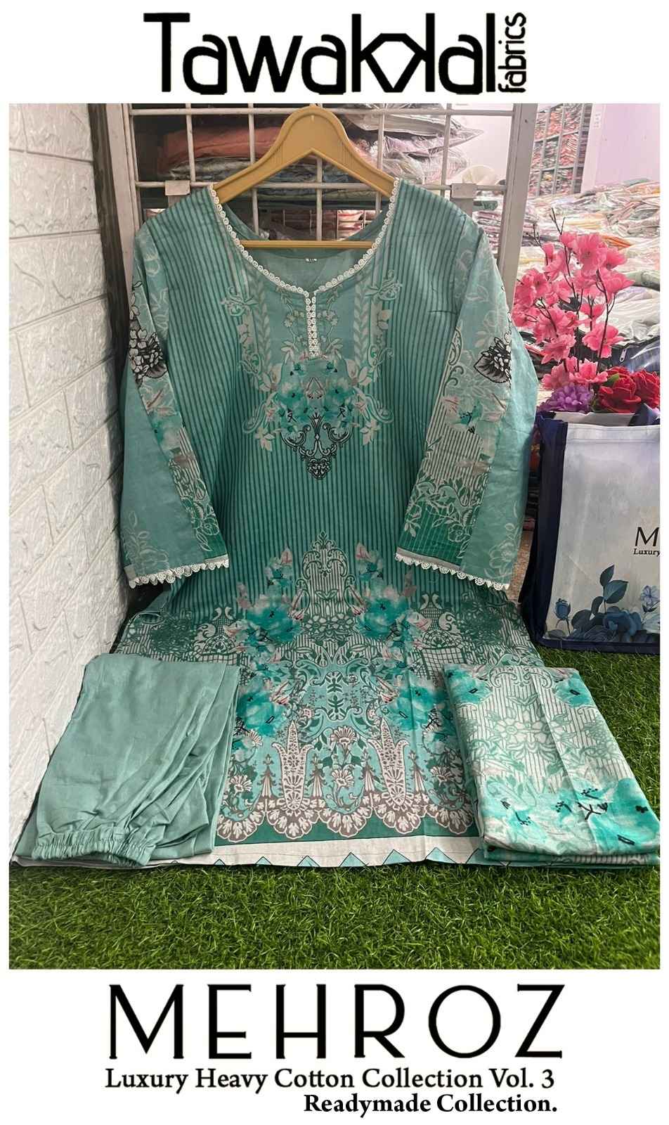 TAWAKKAL FABRICS MEHROZ LUXURY HEAVY COTTON COLLECTION VOL 3 PAKISTANI READYMADE SUITS