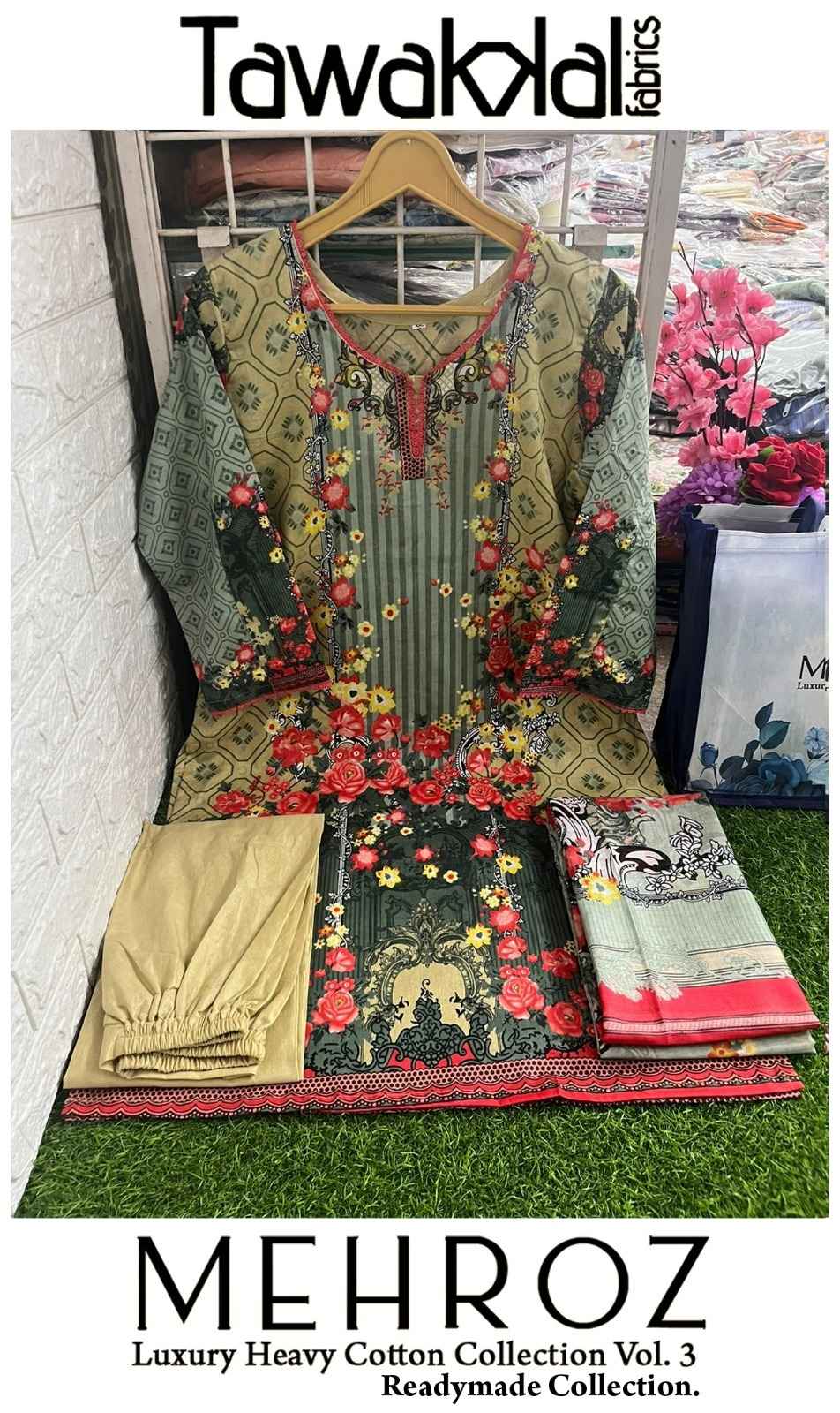 TAWAKKAL FABRICS MEHROZ LUXURY HEAVY COTTON COLLECTION VOL 3 PAKISTANI READYMADE SUITS