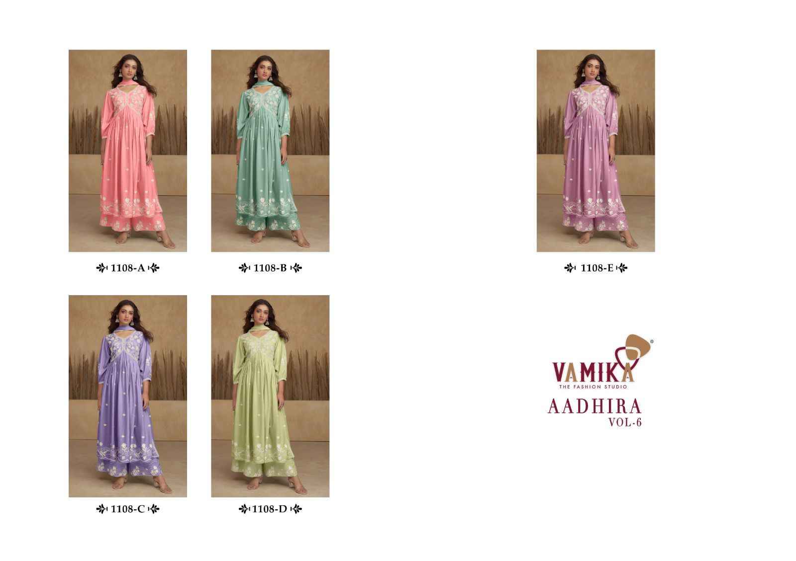 VAMIKA AADHIRA VOL-6 VISCOSE WITH HEAVY LUCKNOWI DESIGNER READYMADE NAYRA STYLE SUITS