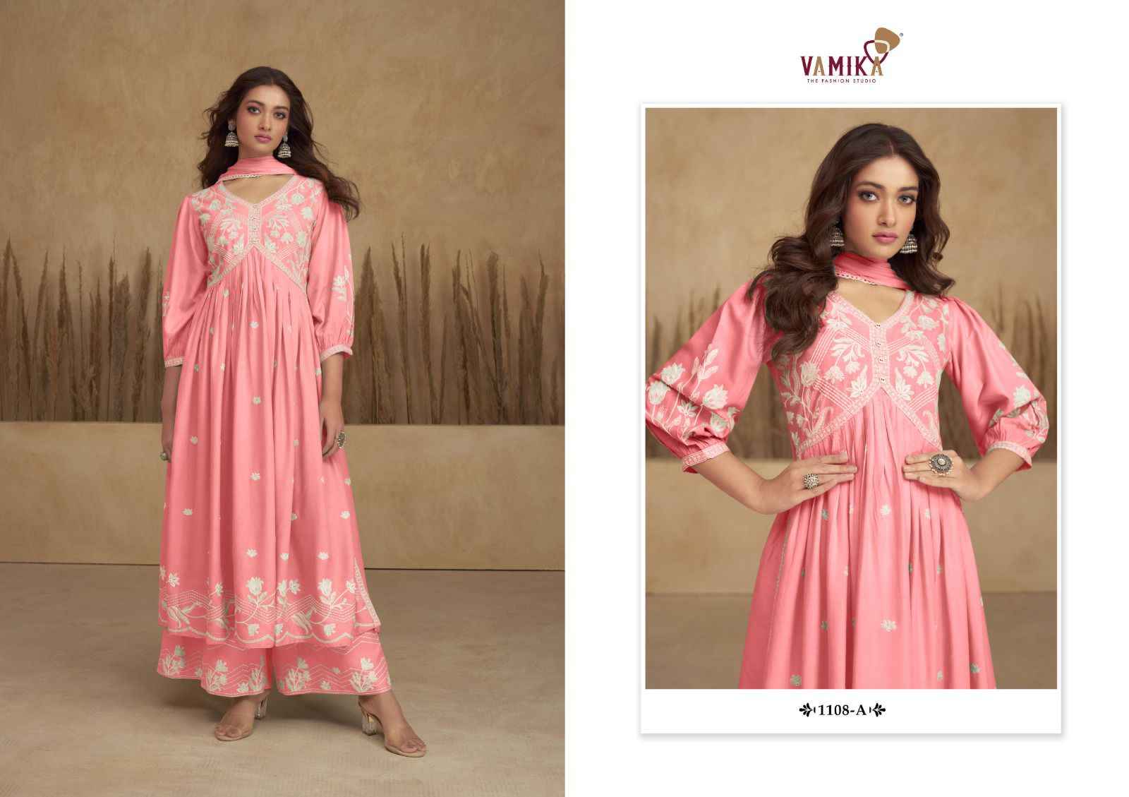 VAMIKA AADHIRA VOL-6 VISCOSE WITH HEAVY LUCKNOWI DESIGNER READYMADE NAYRA STYLE SUITS