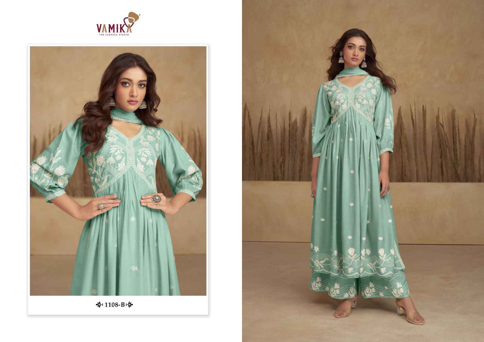 VAMIKA AADHIRA VOL-6 VISCOSE WITH HEAVY LUCKNOWI DESIGNER READYMADE NAYRA STYLE SUITS