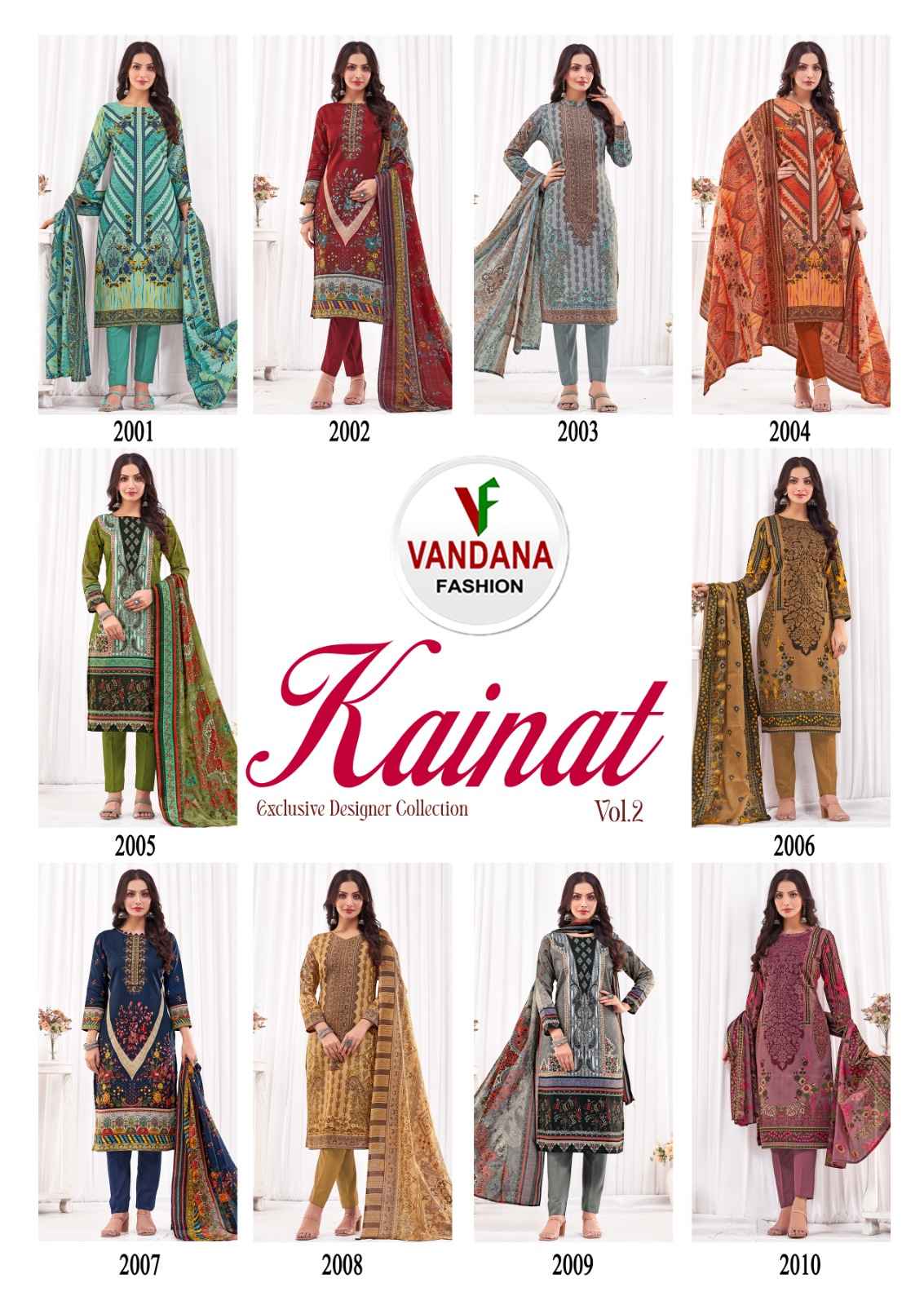 VANDANA FASHION KAINAT VOL 2 COTTON DRESS MATERIAL CATALOG WHOLESALE PRICE