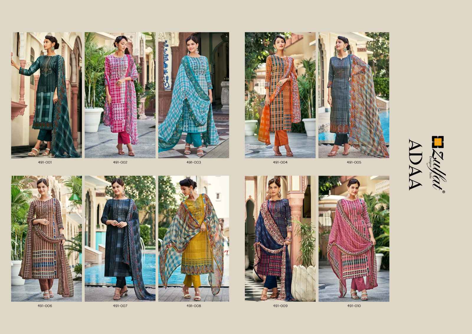 ZULFAT DESIGNER ADAA JAM COTTON DESIGNER PRINT WITH FANCY WORK SUITS