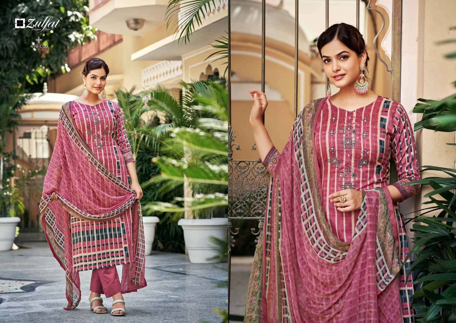 ZULFAT DESIGNER ADAA JAM COTTON DESIGNER PRINT WITH FANCY WORK SUITS