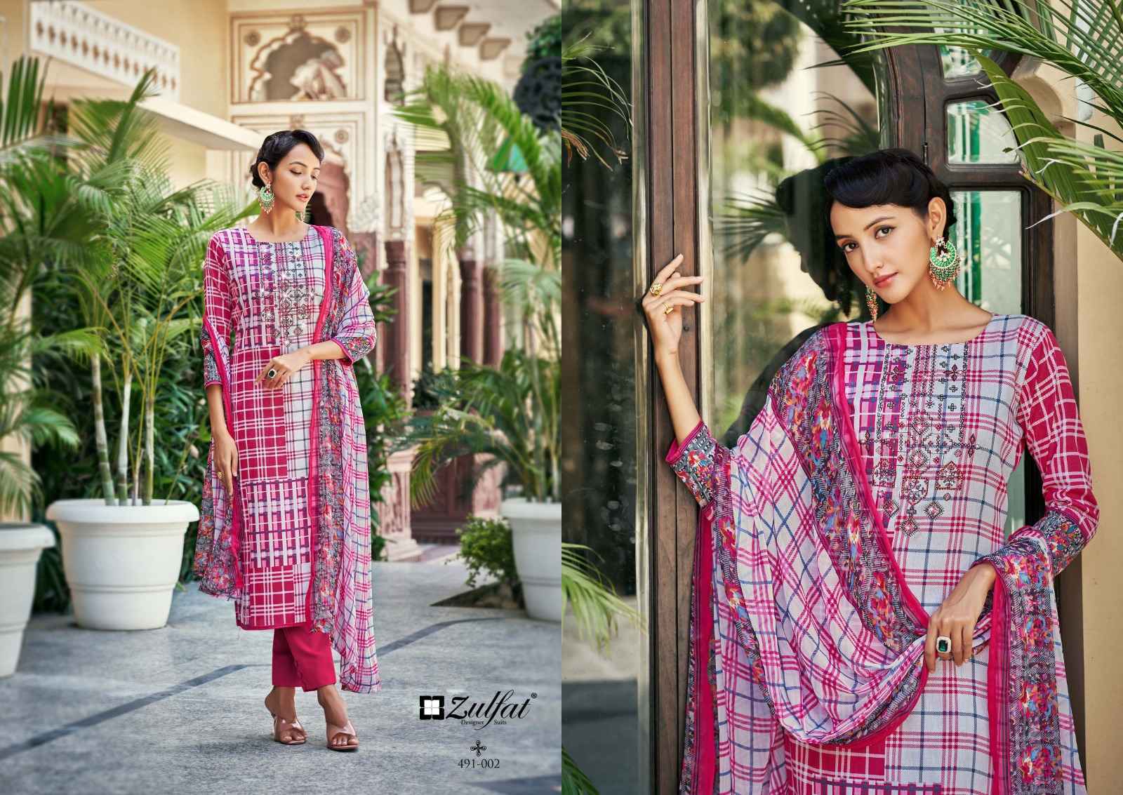 ZULFAT DESIGNER ADAA JAM COTTON DESIGNER PRINT WITH FANCY WORK SUITS