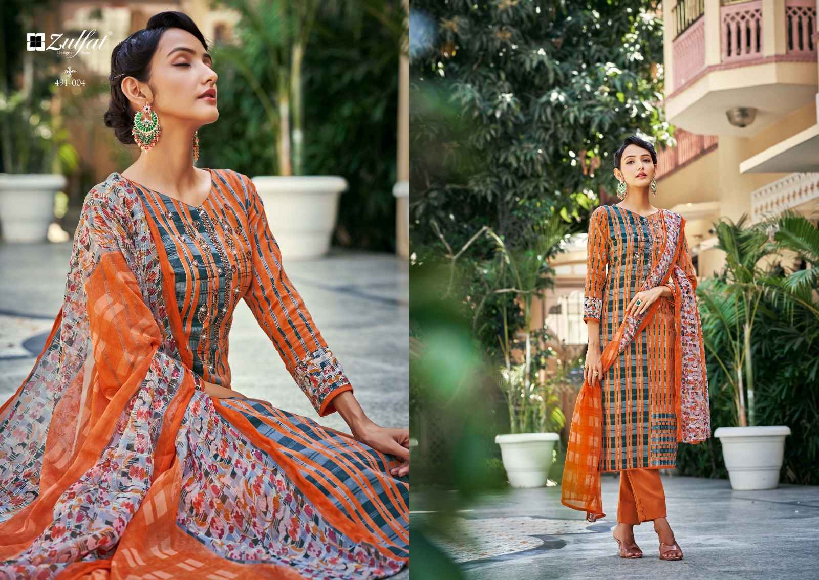 ZULFAT DESIGNER ADAA JAM COTTON DESIGNER PRINT WITH FANCY WORK SUITS
