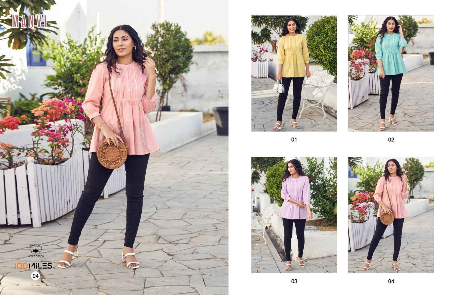 100 Miles Manvi Cotton Top 4 pcs Catalogue - Surat Wholesale Market