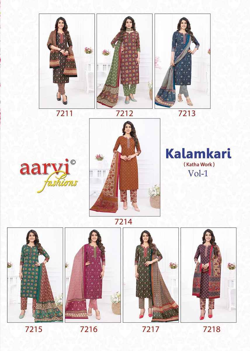 Aarvi Kalamkari Vol 1 Cotton Kurti Combo With Katha Work 10 pcs Catalogue - Surat Wholesale Market