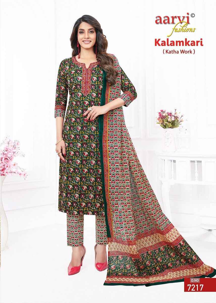 Aarvi Kalamkari Vol 1 Cotton Kurti Combo With Katha Work 10 pcs Catalogue - Surat Wholesale Market