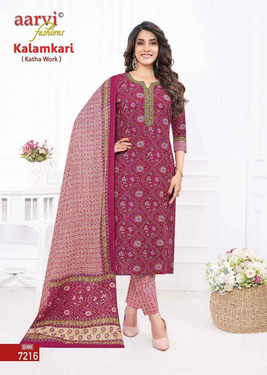 Aarvi Kalamkari Vol 1 Cotton Kurti Combo With Katha Work 10 pcs Catalogue - Surat Wholesale Market