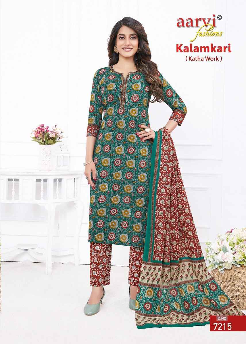 Aarvi Kalamkari Vol 1 Cotton Kurti Combo With Katha Work 10 pcs Catalogue - Surat Wholesale Market