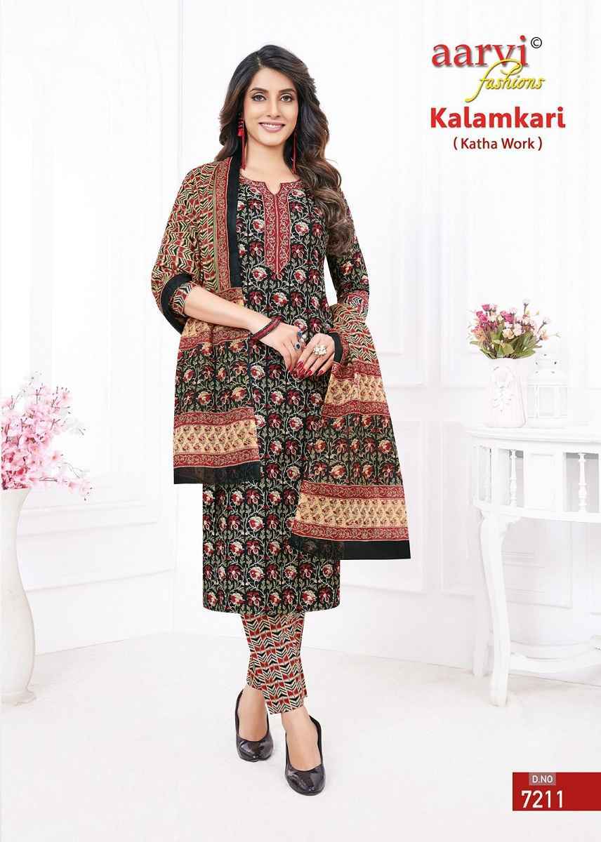 Aarvi Kalamkari Vol 1 Cotton Kurti Combo With Katha Work 10 pcs Catalogue - Surat Wholesale Market