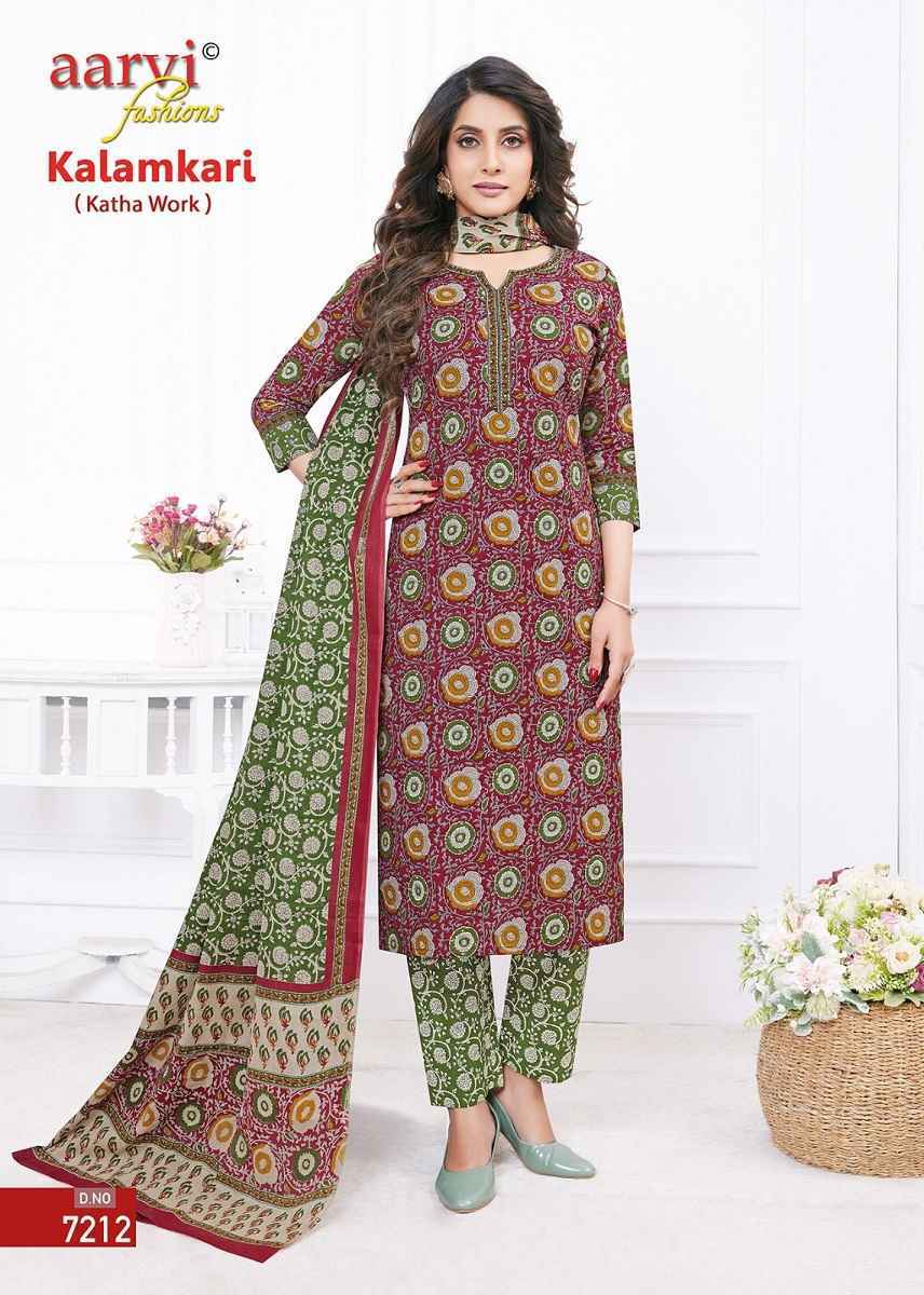 Aarvi Kalamkari Vol 1 Cotton Kurti Combo With Katha Work 10 pcs Catalogue - Surat Wholesale Market