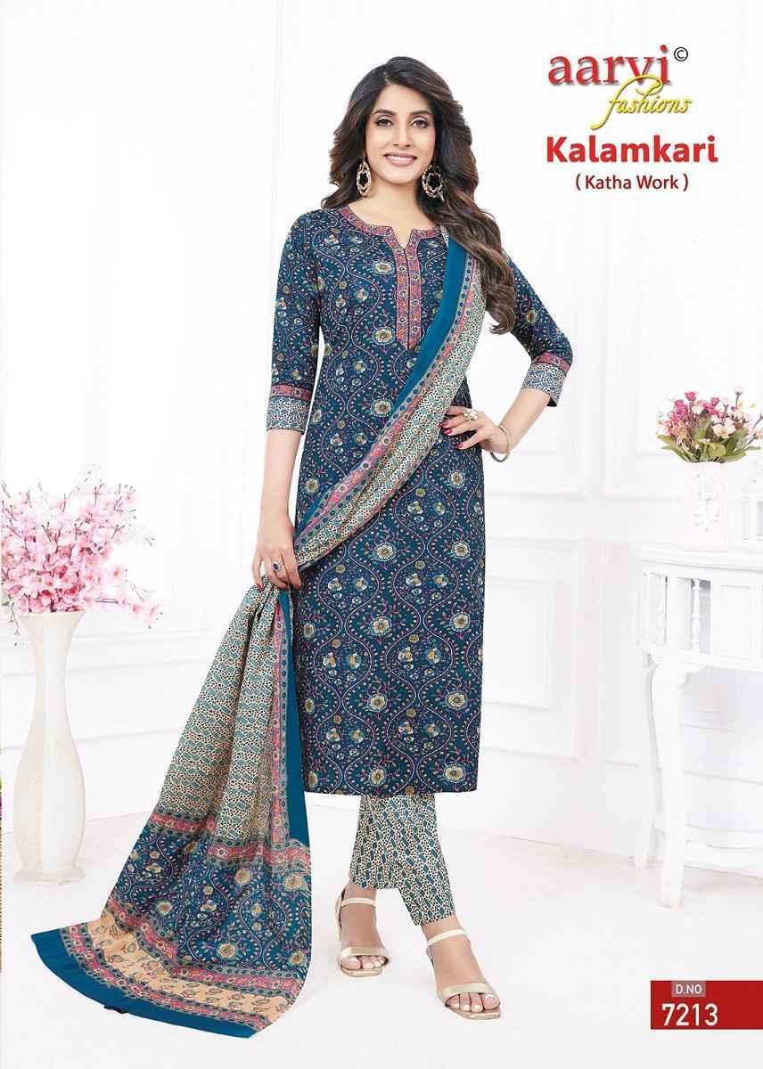 Aarvi Kalamkari Vol 1 Cotton Kurti Combo With Katha Work 10 pcs Catalogue - Surat Wholesale Market