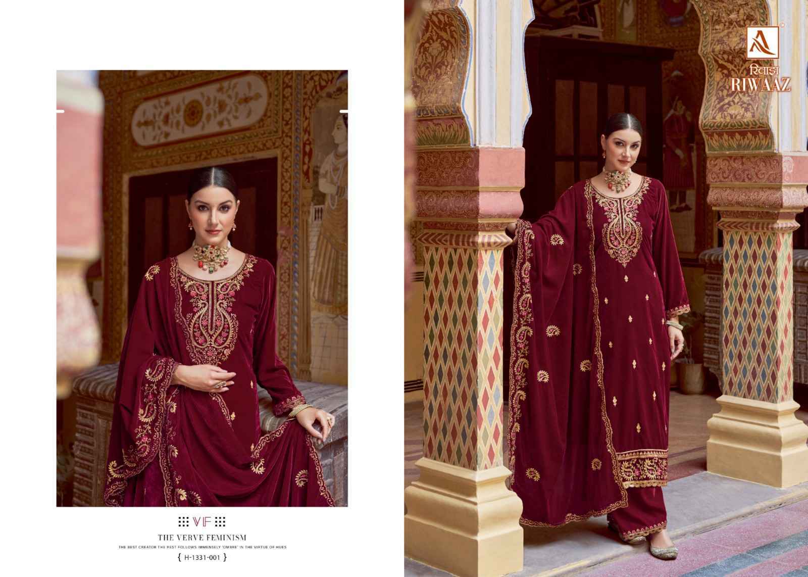 Alok Riwaaz Velvet Dress Material 5 pcs Catalogue - Surat Wholesale Market