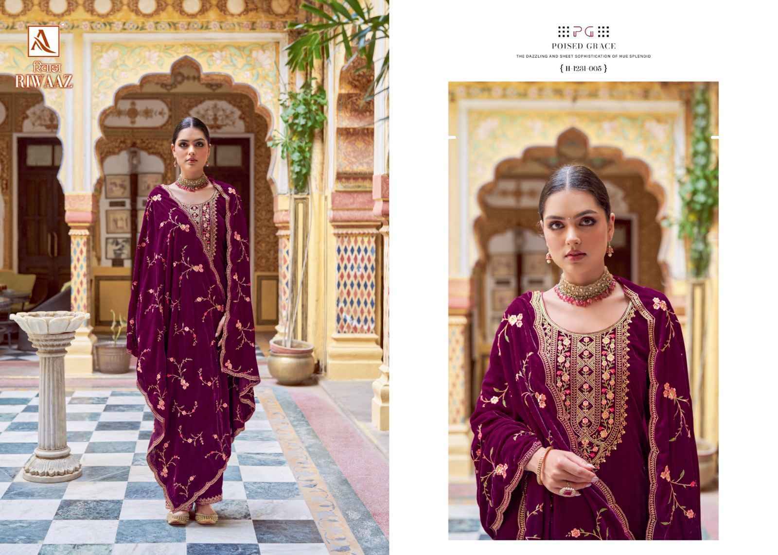 Alok Riwaaz Velvet Dress Material 5 pcs Catalogue - Surat Wholesale Market