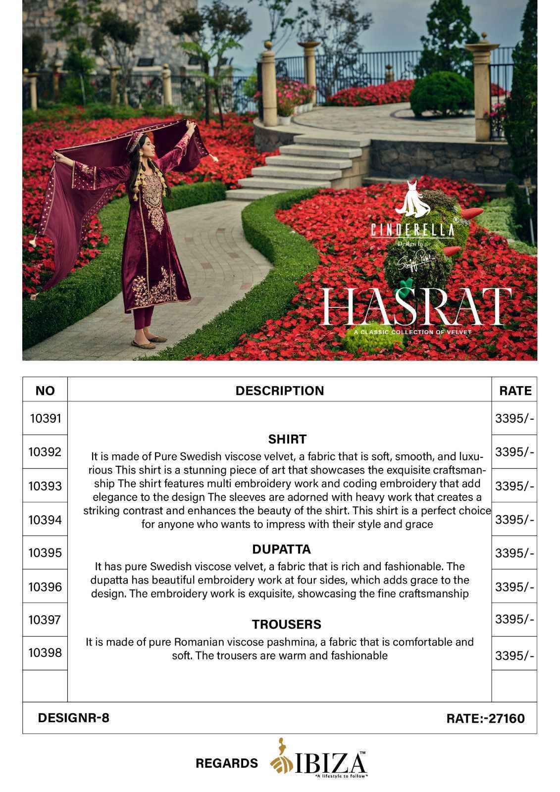 Cindrella Hasrat Velvet Dress Material 8 pcs Catalogue - Surat Wholesale Market