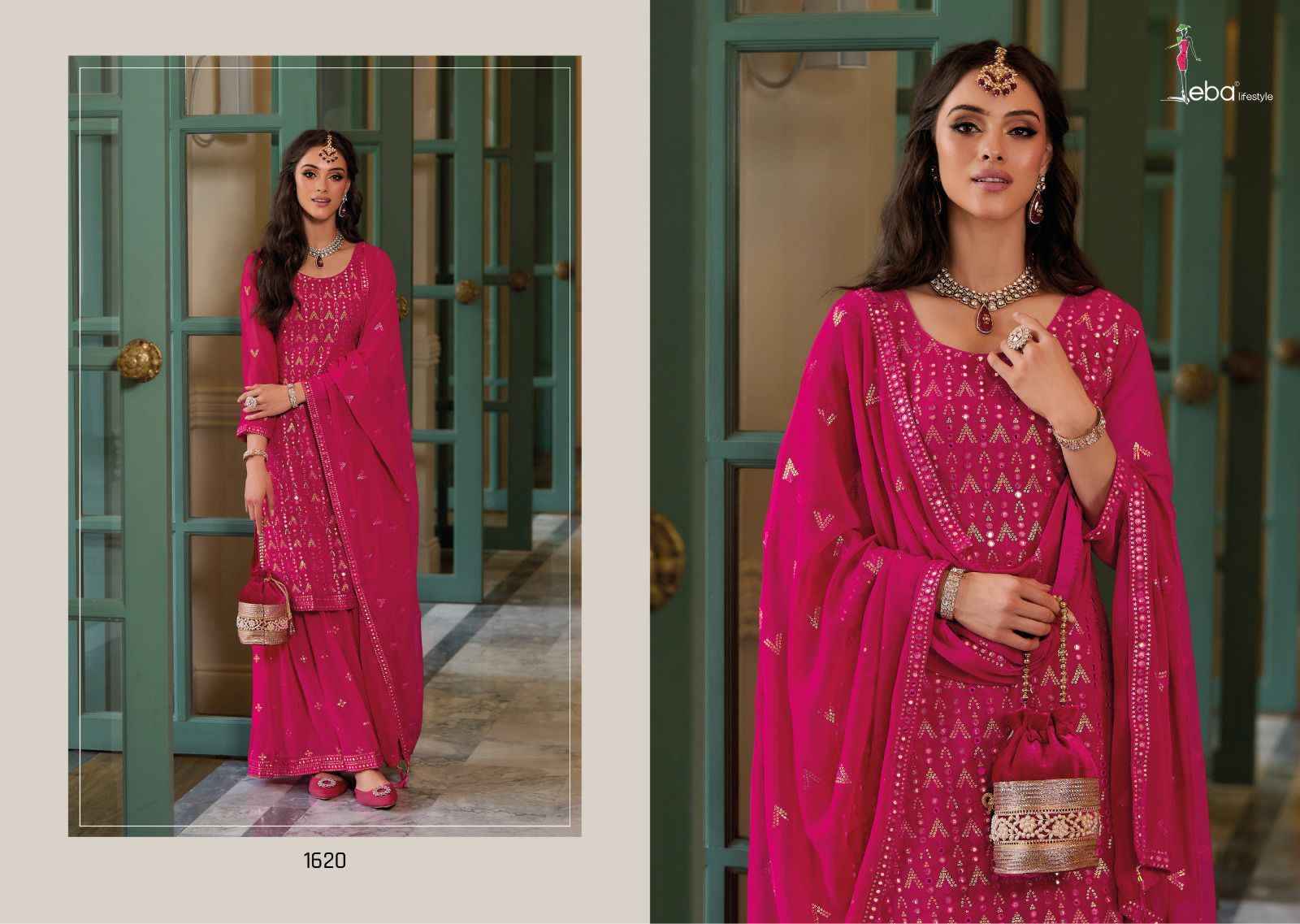 Eba Lifestyle Dillagi Georgette Dress Material 3 pcs Catalogue